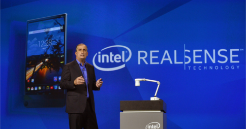 Intel's CEO Brian Krzanich demonstrating Intel RealSense during his keynote speech at CES 2015. Image credit: Intel